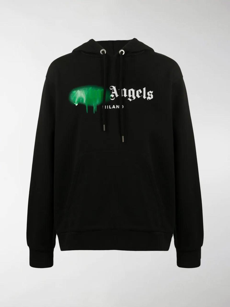 Толстовка чорна Palm Angels Green Spray • худі Палм Анжелс XS
