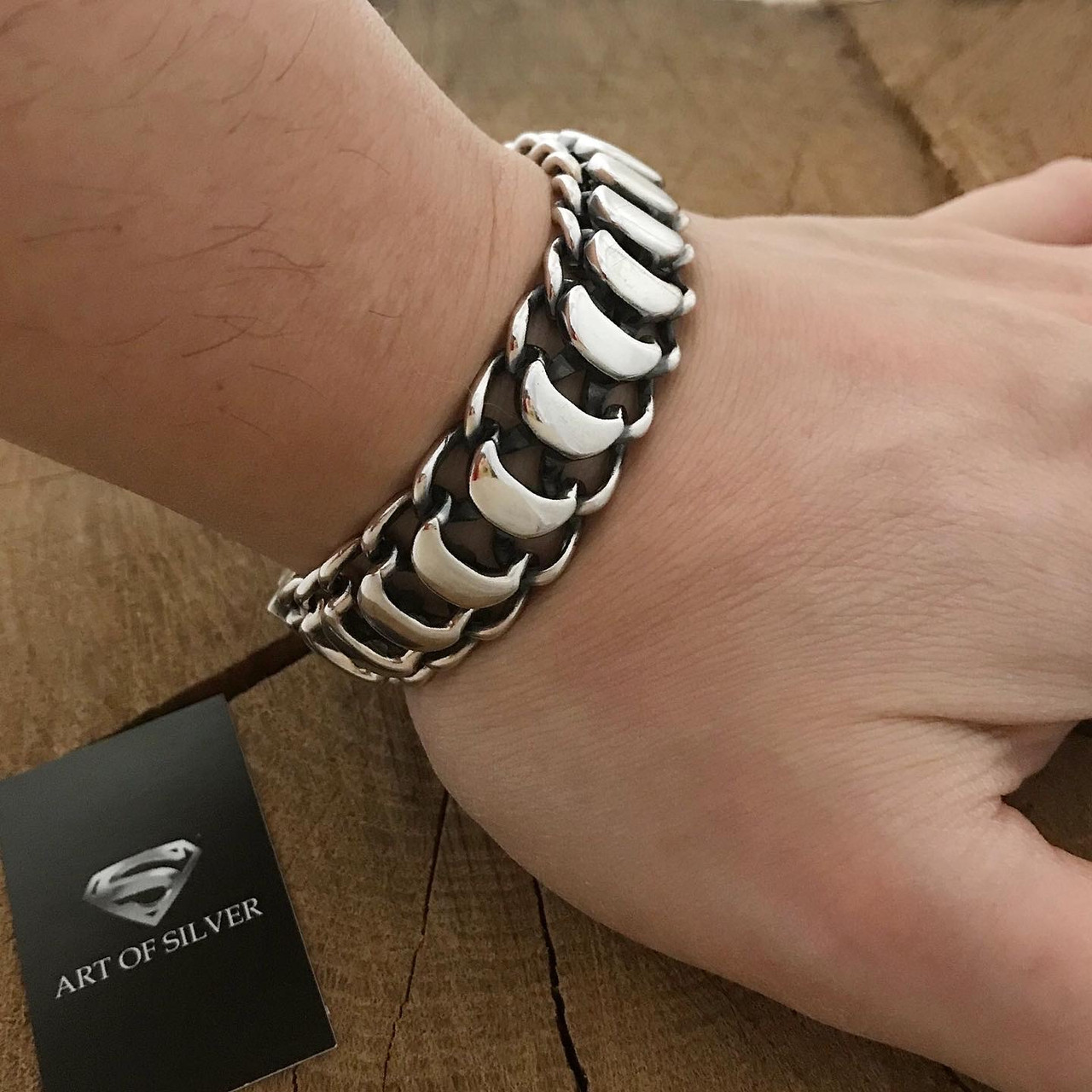Срібний чоловічий браслет, фото 1