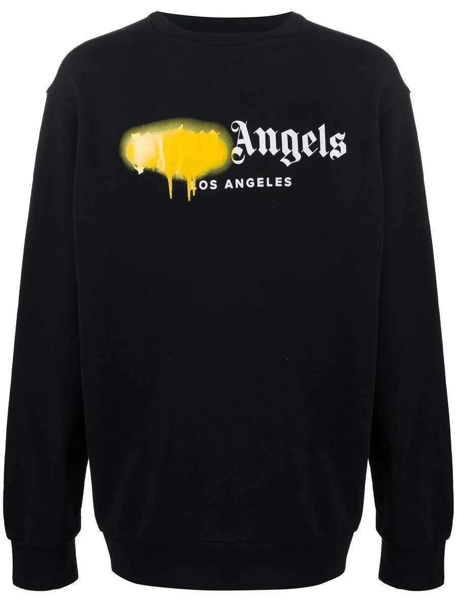 Світшот чорний Palm Angels yelloy spray • кофта Палм Анжелс XS