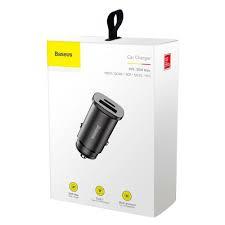 Автомобильное зарядное устройство Baseus Circular Plastic PD3.0 QC 4.0 + 30W USB + Type-C Black