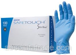 Рукавички М нітрилові Medicom SafeTouch Advanced Slim Blue" ГОЛУБЕ х 100 шт.уп.