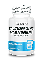 Комплекс мікроелементів Ca-Mg-Zn Calcium Zinc Magnesium (100 таб.) BioTech USA