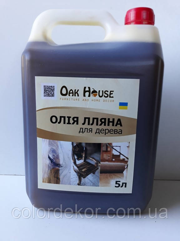 Льняное масло для дерева Oak House (бесцветный) 5 л - фото 1 - id-p1117541278