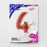 Фольгована кулька цифра металік Рожеве золото "4"  "40" Grabo УП, фото 2