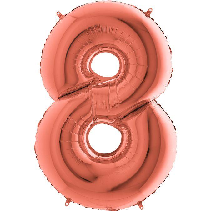 Фольгована кулька цифра металік Рожеве золото "8" "40" Grabo УП