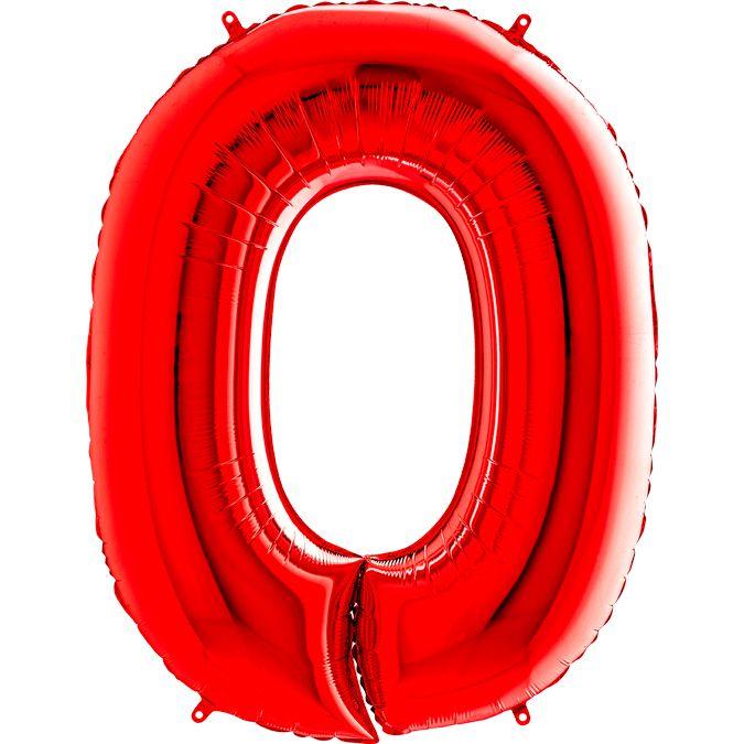 Фольгована кулька цифра пастель Червона "0" "40" уп red