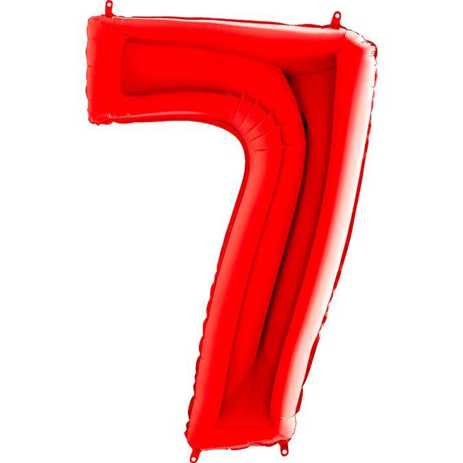 Фольгована кулька цифра пастель Червона "7" "40" уп red