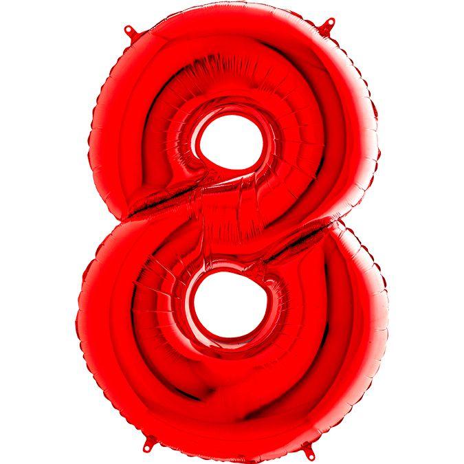 Фольгована кулька цифра пастель Червона "8" "40" уп red