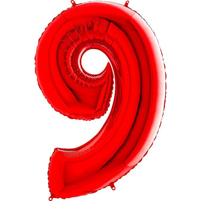 Фольгована кулька цифра пастель Червона "9" "40" уп red