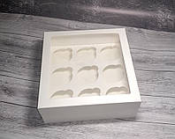 Коробка для 9 кексів, маффінів, капкейків / 9 кексов, маффинов, капкейков. 240х250х90 мм із вікном / с окном