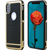 Противоударный силиконовый чехол для iPhone X/XS золотые обода