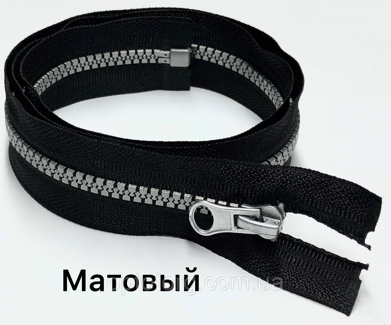 Блискавка Чорна з сірим зубом №5 90см тракторна одинарна роз'ємна