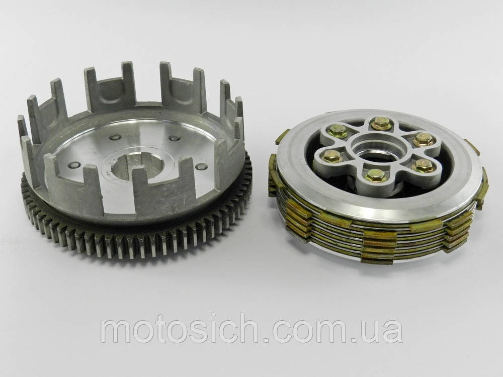 Зчеплення CG/CB 125/150/200/250cc (під 6 болтів у зборі з кошиком)