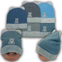 ОПТ Дитячі шапки для хлопчика з вушками р. 40-42 (5 шт./паковання)