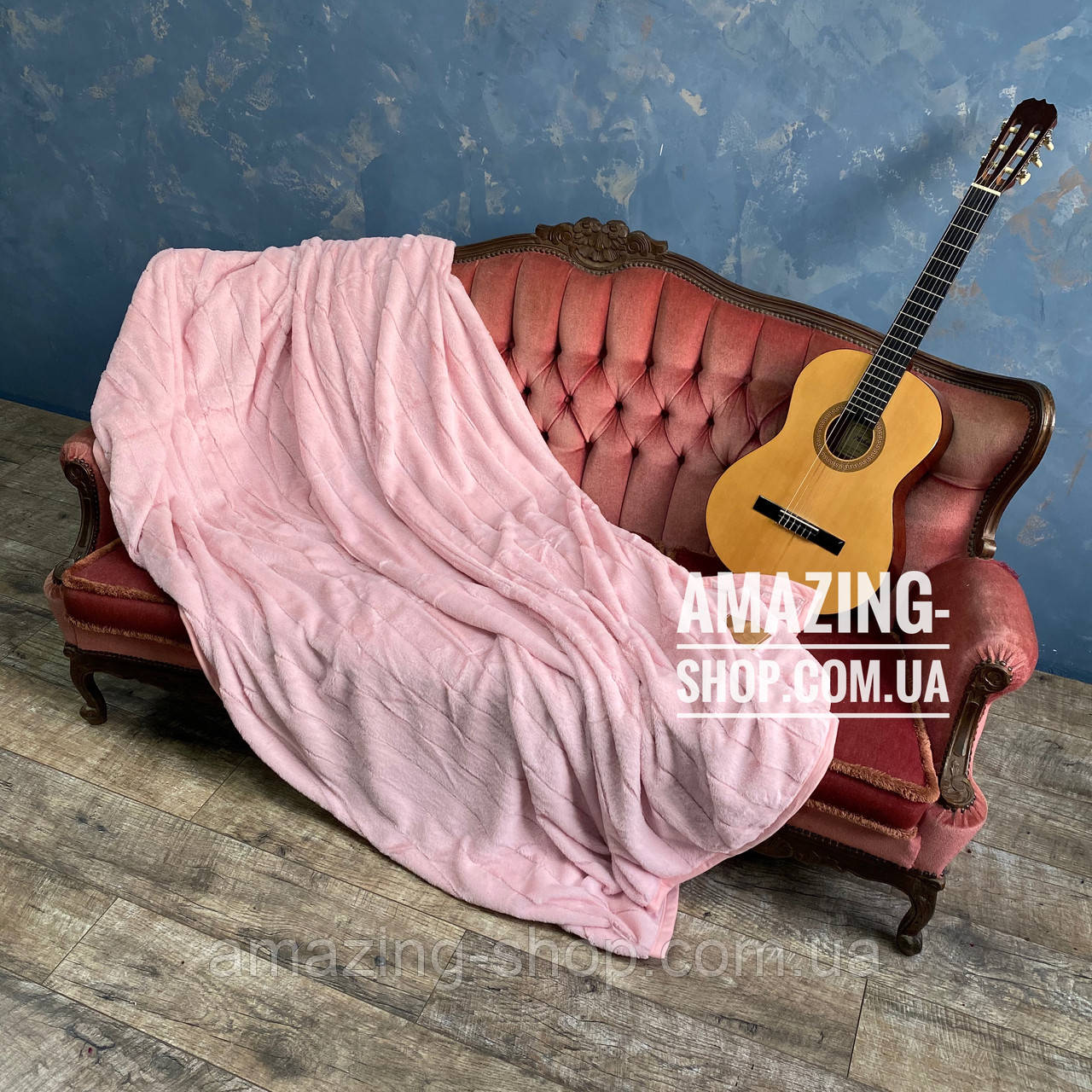 Покривало плед — "Шіншила" Розмір: 220*240 см. М'яке хутряне покривало. Колір — Пудра., фото 1