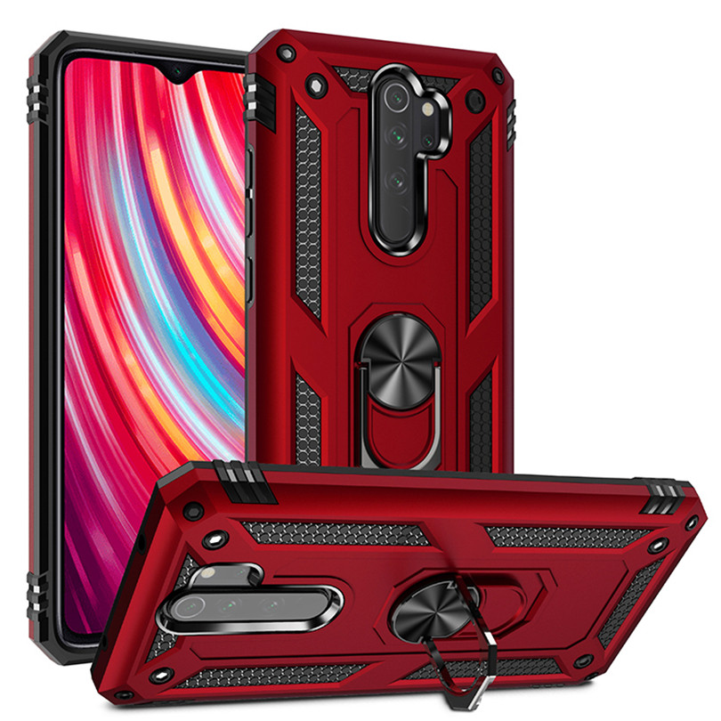 Протиударний чохол із кільцем підставкою для Xiaomi Redmi Note 8 Pro червоний