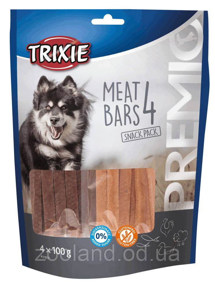 31853 Trixie Premio 4 Meat Bars з куркою, качкою, бараниною та лососем, 4x100 гр