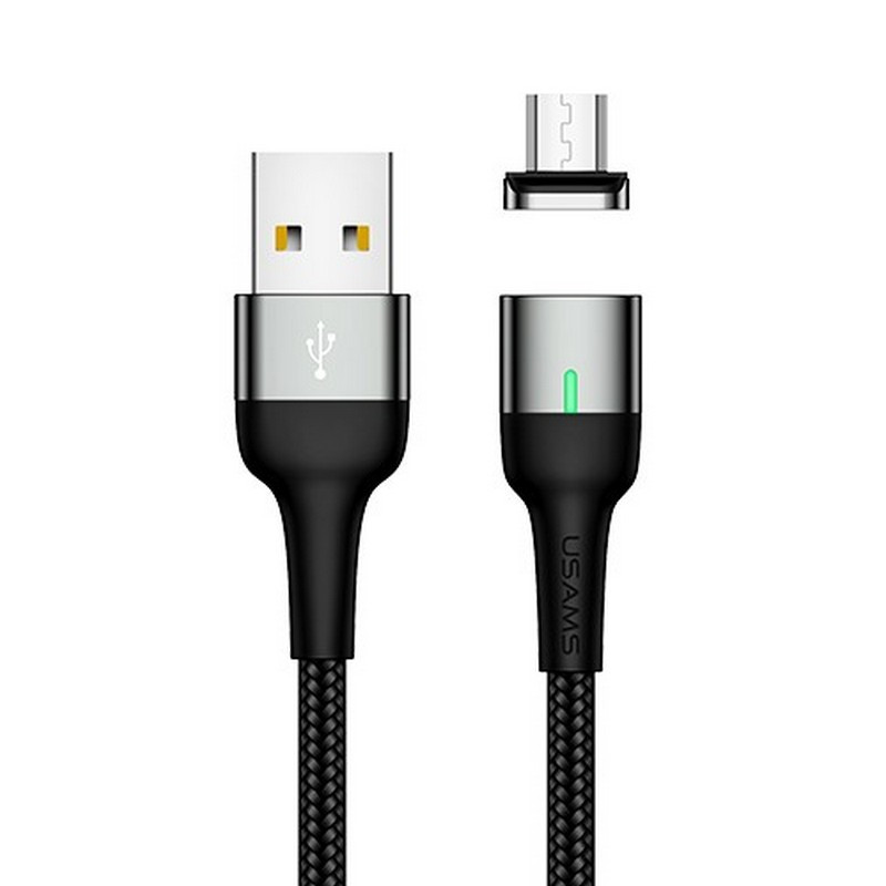 Магнітний кабель синхронізації Usams MicroUSB 1m 2.1A сірий (US-SJ328-GR)