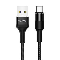 Кабель синхронізації Usams USB Type-C 1.2m 2A нейлоновий чорний (US-SJ221-BL)