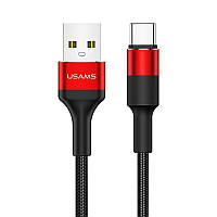 Кабель синхронизации Usams USB Type-C 1.2m 2A нейлоновый красный (US-SJ221-RD)