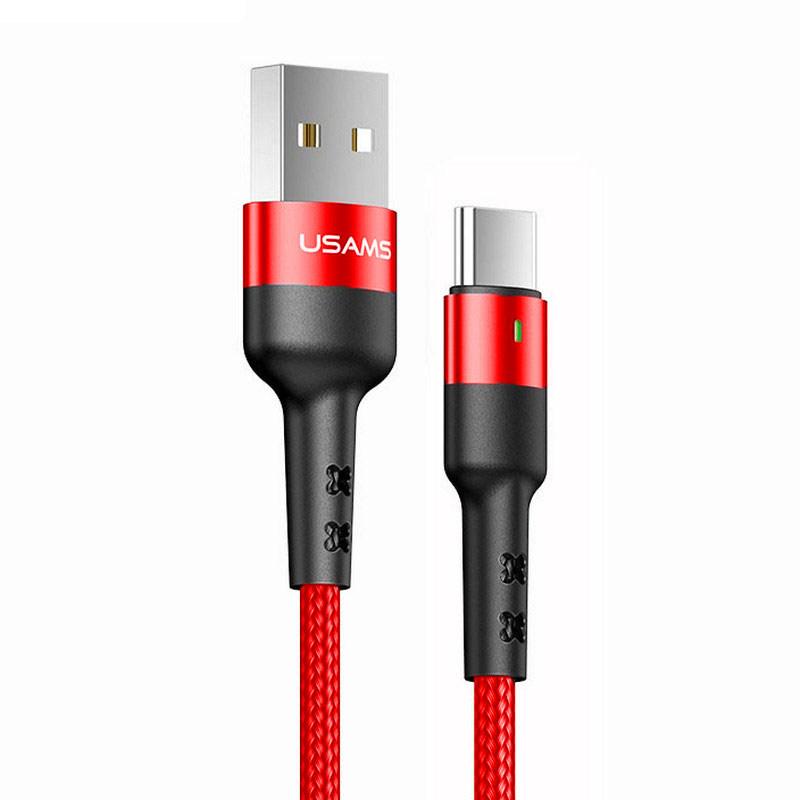Кабель синхронізації Usams MicroUSB 1m 2A нейлоновий червоний (US-SJ312-RD)