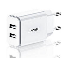Мережевий зарядний пристрій Usams 5 V 2.1 A 2xUSB White (US-CC090-WT)