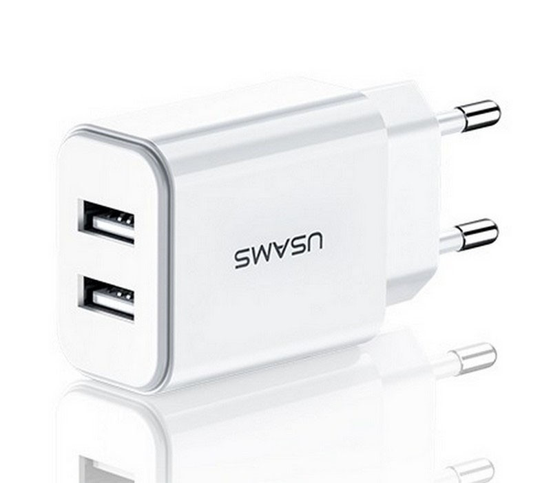 Сетевое зарядное устройство Usams 5V 2.1A 2xUSB White (US-CC067-WT) - фото 2 - id-p1117777351