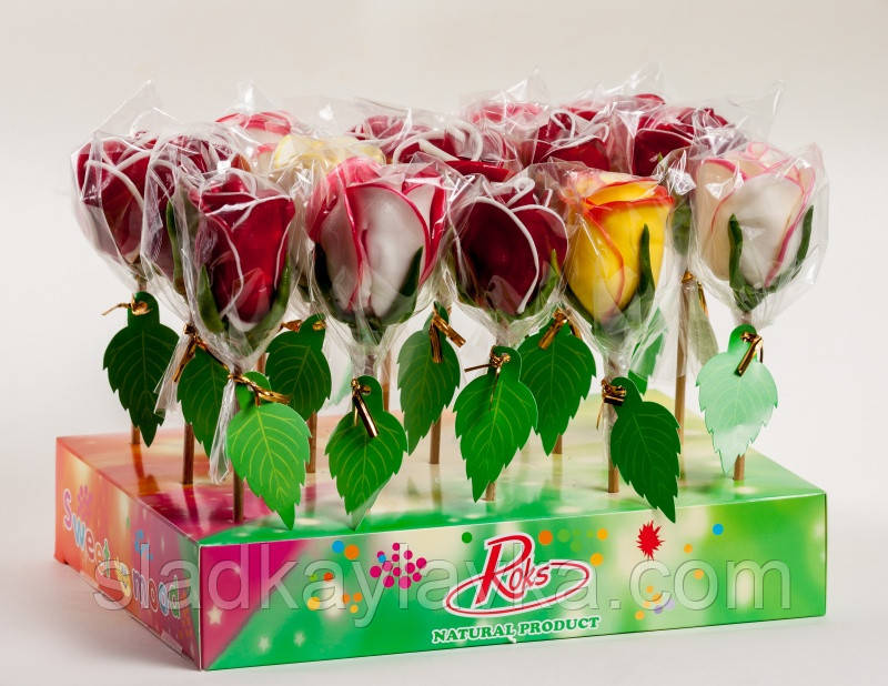 Льодяники на паличці Троянда, 70 грам 15 шт (Roks)