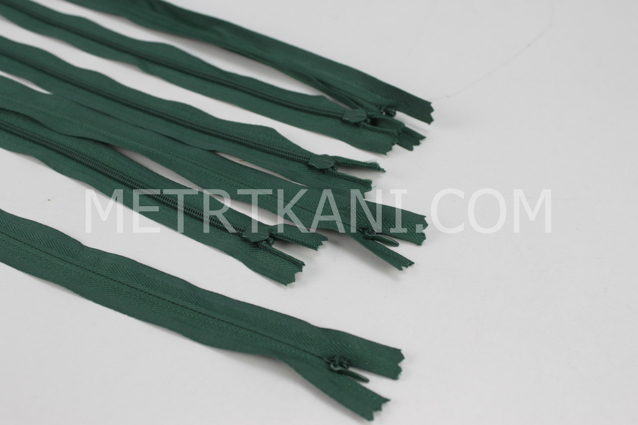 Блискавка потайна темно-зеленого кольору (довжина 50 см) № МП 1-17, фото 1