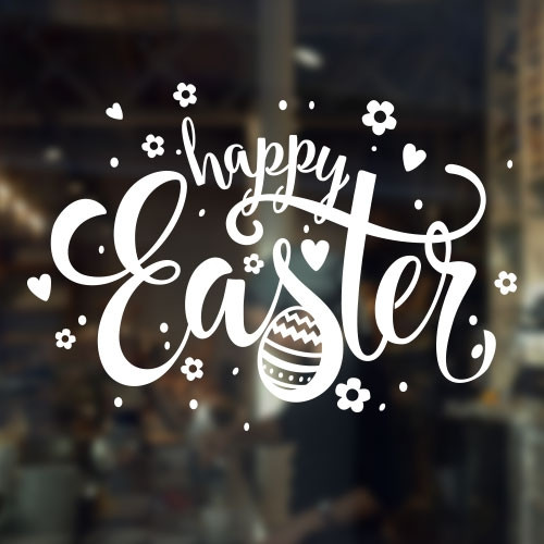 Великодня наклейка Happy Easter (декор вікон наклейка на вікно Великдень прикраса) матова 450х315 мм