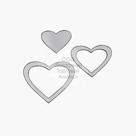 Декор для торта акриловий — СЕРЕБРО — Сердечка — 3 шт.