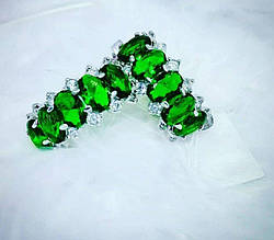 Срібні сережки з зеленим цирконом Джесі