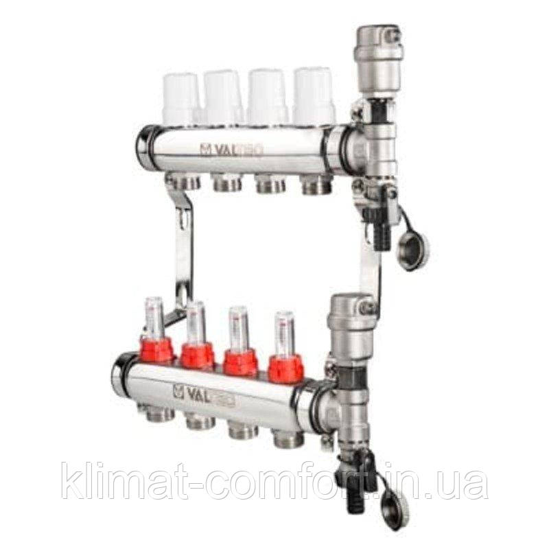 Колектор Valtec з витратомірами неірж.сталь (5 виходу) 1"х 3/4" (VTc.589.EMNX.0605, фото 1