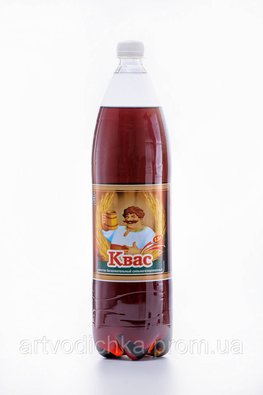 Напій "Квас" безалкогольний сильногазований ТМ "Водочка" 1,5 л