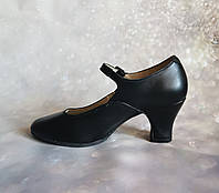 Туфлі для народних танців чорні каблук Вірського