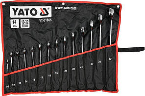 Набір ріжково-накидних ключів скручених 90° М10-32 мм YATO, 14 шт.