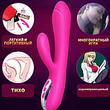 Вібратор фалоімітатор жіночий силіконовий водонепроникний з акумулятором і зарядкою від USB (рожевий), фото 3