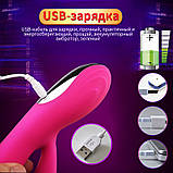 Вібратор фалоімітатор жіночий силіконовий водонепроникний з акумулятором і зарядкою від USB (рожевий), фото 7
