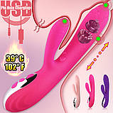 Вібратор фалоімітатор жіночий силіконовий водонепроникний з акумулятором і зарядкою від USB (рожевий), фото 8