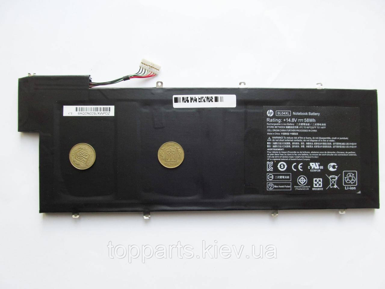 Батарея для ноутбука HP Envy 14-3000 SL04XL, 58Wh (3900mAh), 8cell, 14.8V, Li-ion, чорна, ОРИГІНАЛЬНА