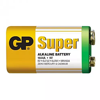 Батарейка крона GP Super Alkaline Battery 9V. Алкалінова батарея. Елемент живлення крона 1604A 6LF22