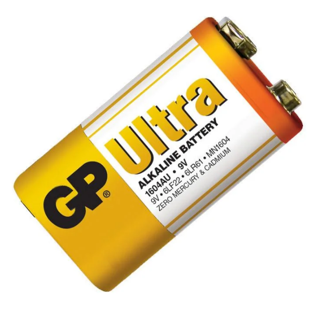 Батарейка крона GP Ultra Alkaline Battery 9V. Алкалінова батарея. Елемент живлення крона 1604AU 6LR61