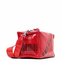 Красная сумка из лаковой кожи на длинном ремне Polina&Eiterou
