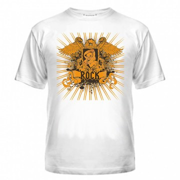 Футболка Рок жовтогарячий принт, фото 1