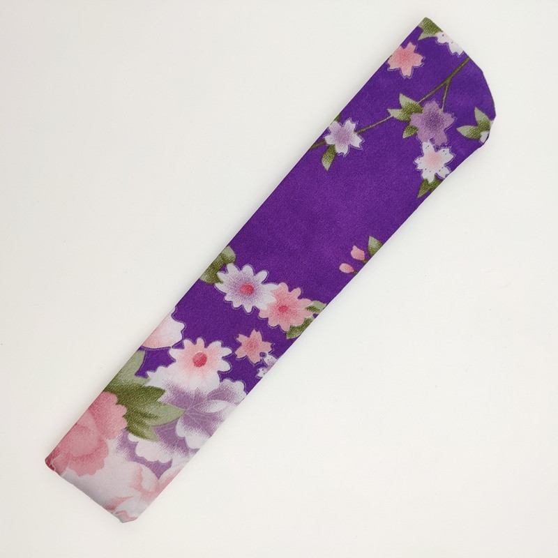 Чохол для віяла фіолетовий з квітами 23х4 см (C1170)