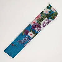 Чохол для віяла бірюзовий з квітами 24х4 см (C1173)