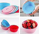Миска силіконова складна туристична глибока тарілка для походу та кемпінгу 680 мл 155 х 55 мм Pink, фото 8