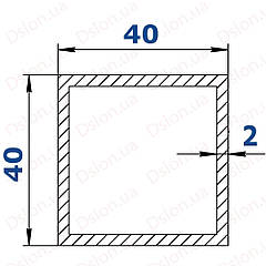 Труба квадратна 40*40*2 мм анодована