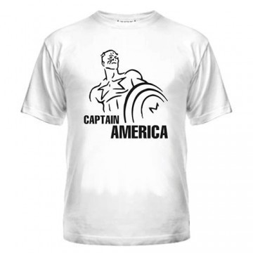 Футболка літня чоловіча біла з нанесенням Captain America, фото 1