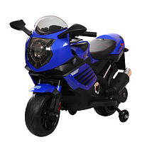 Дитячий мотоцикл з двигуном, на акумуляторі, шкір.сидіння M 3578EL-4 Синій